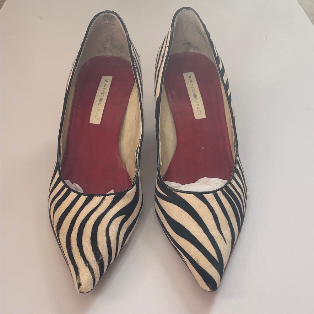 Bandolino Black and White Zebra Print Heels